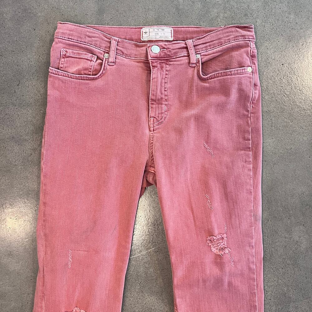 We the Free Great Heights Frayed ankle boho pink rust jeans womens 29 pants - Picture 3 of 8